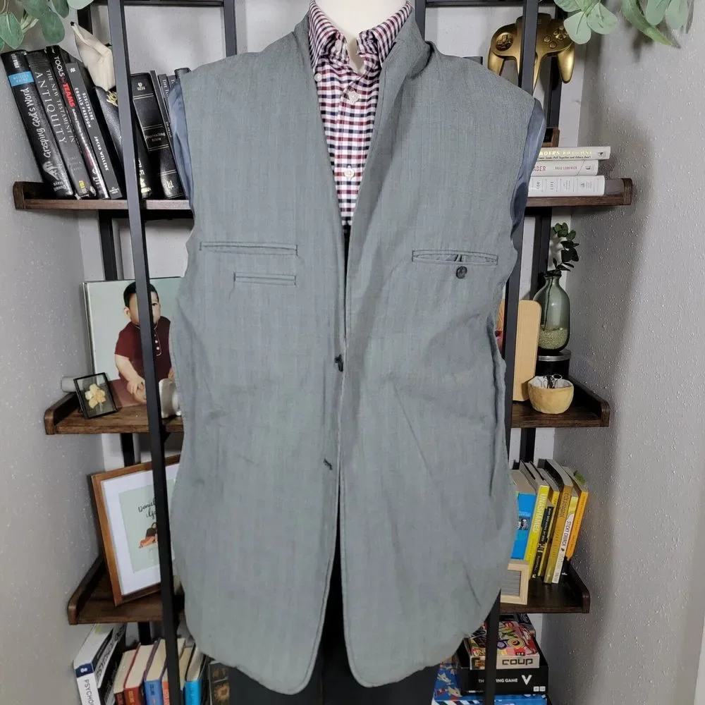 Express Men's Sport Coat‎ Blazer Two Button Gray Plaid Cotton Size 42L